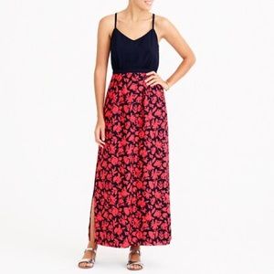 J. Crew | Navy and Pink Flower Maxi Dress